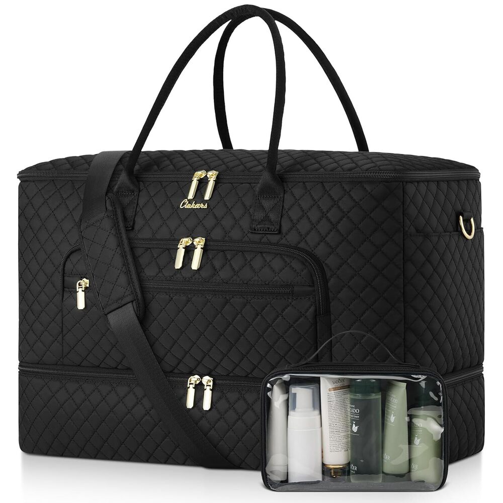Travel Duffle Bag, Wide Open Large Weekender Bag for Women with Shoe